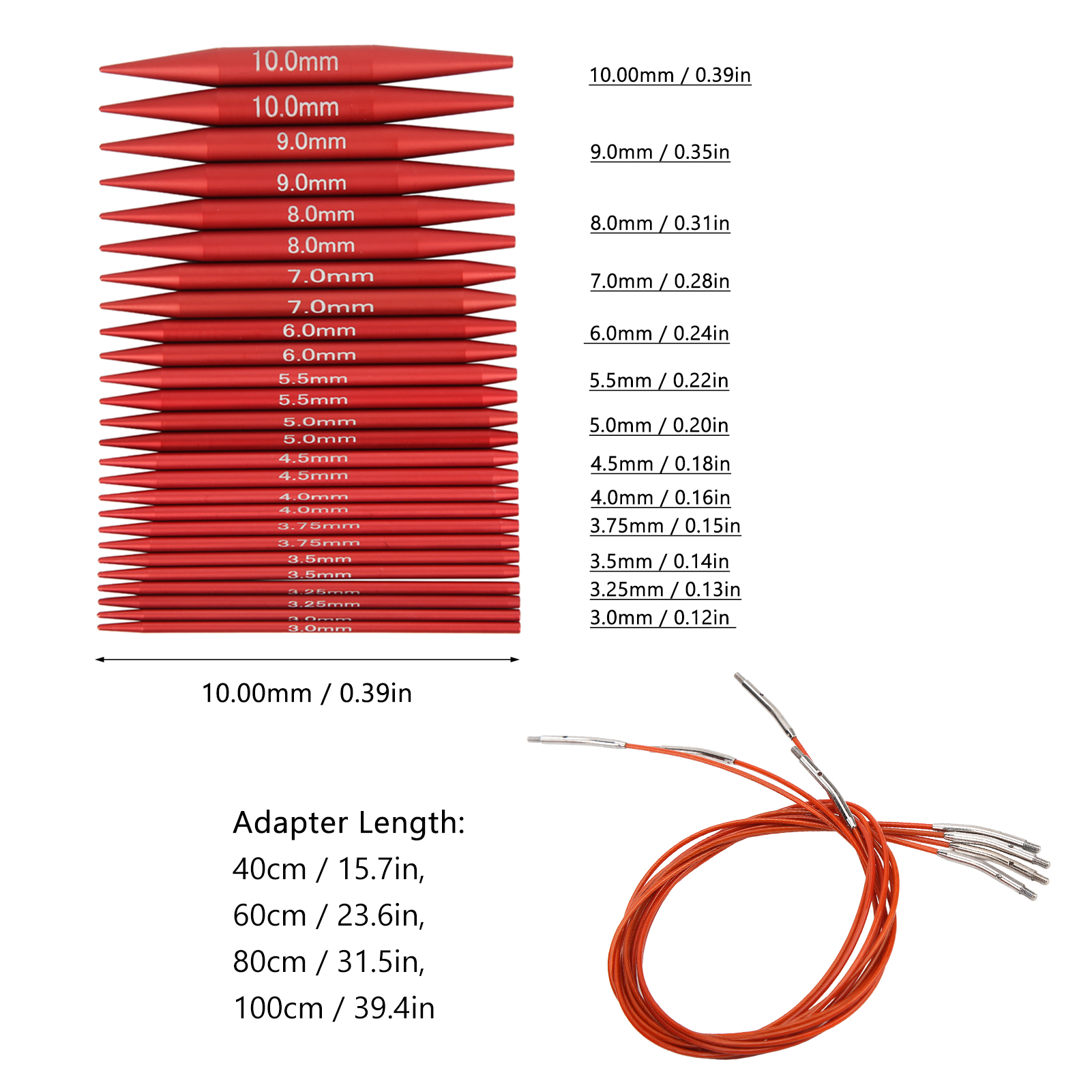 Agulhas de tricô intercambiáveis com saco de armazenamento, Crochet Kit, vários tamanhos disponíveis, destacável Circular