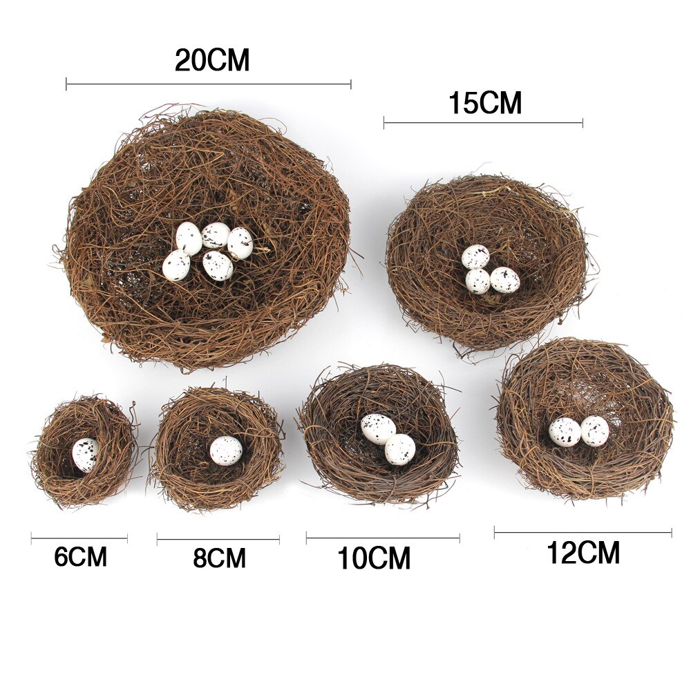 Round Rattan Bird Nest Easter Handmade DIY Craft Vine Simulation Bird Nest Egg Decor Props Home Garden Window Display