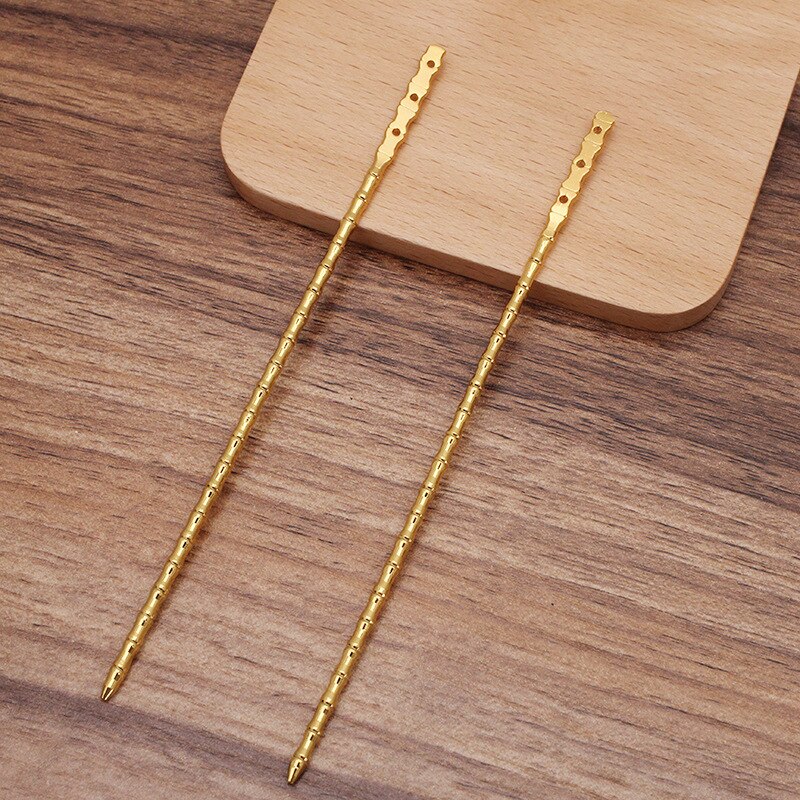 5Pcs Metal Koper Haar Stick Voor Vrouwen 139Mm Bamboe Gezamenlijke Vorm Haarspeld Diy Haar Accessoires Maken: Gold color