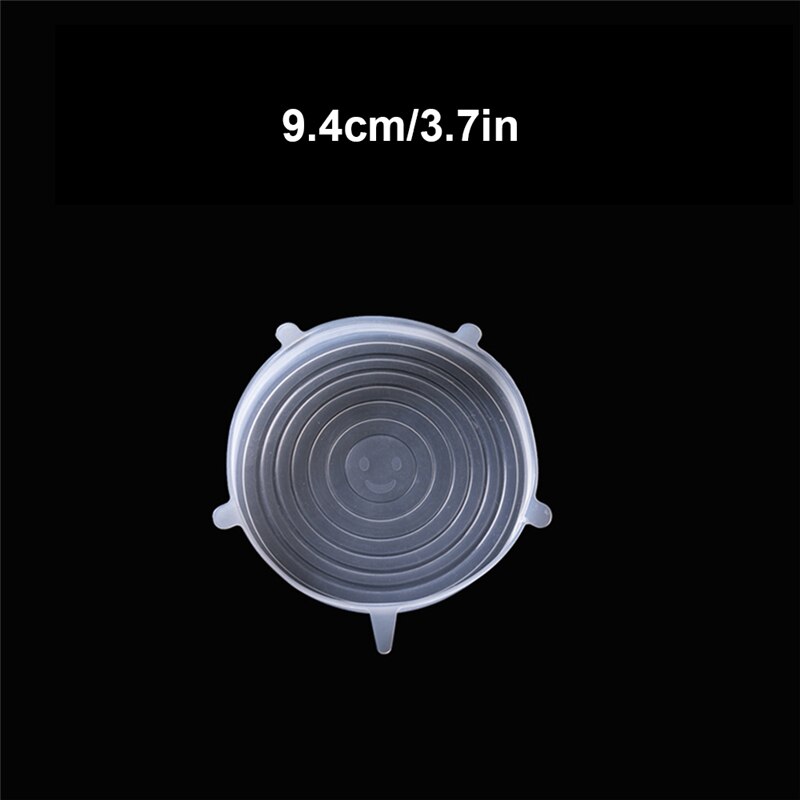 6 pièces/ensemble couvercle universel en Silicone alimentaire couvercles extensibles en Silicone pour ustensiles de cuisine: 1pc 3.7in