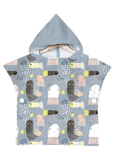 Children Microfiber Beach Cloak Towel Kids Octopus Pattern Cartoon Hooded Bath Towel For Baby Poncho Towel Swim Changing Robe: 6