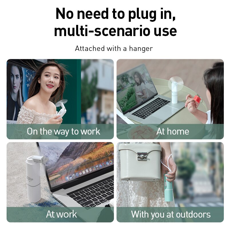 Baseus 3 in 1 Multi-function Fan Mini Portable USB Charging Two-speed Strong Wind Quiet light Power lasting fans for Home Office
