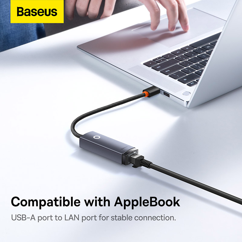 Baseus-Adaptador USB tipo C RJ45, tarjeta de red Gigabit para ordenador portátil, PC, Switch, 1000Mbps/100Mbps, a puerto Ethernet Lan, Mi Box s