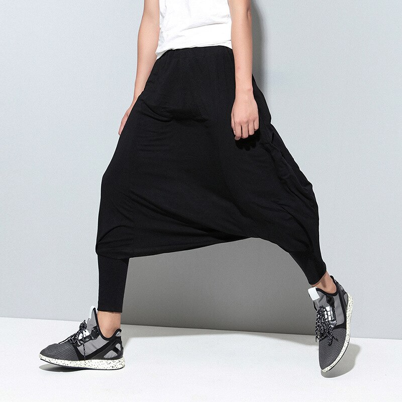 Hip Hop Stripped Harem Pants Men Baggy Streetwear Mens Joggers Pants Casual Cross-pants Cotton Comfortable Sweatpants: Black