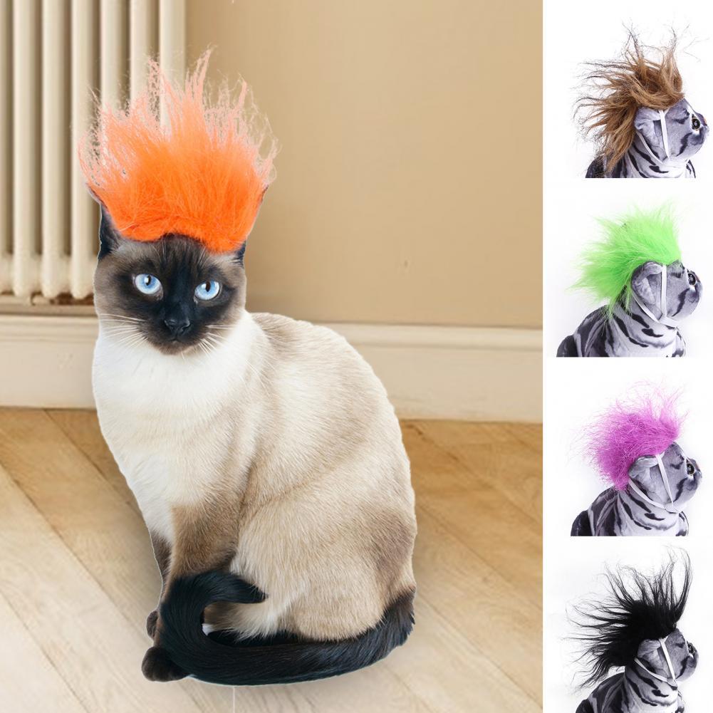 Peluquín de pelo Artificial para de gato, tocado de pelo desordenado para perro, peluches creativos para peluca, accesorios para vestido de Labrador, suministros divertidos para Halloween