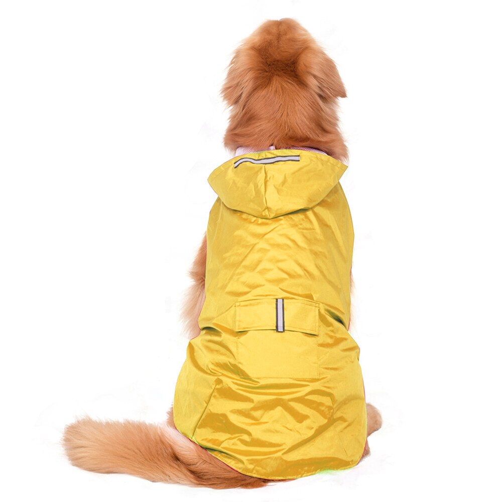 Chubasquero impermeable para mascotas, ropa para perros grandes, abrigo al aire libre, chaqueta de lluvia reflectante, Golden Retriever, Labrador, Husky, poncho grande: YELLOW / 5 XL