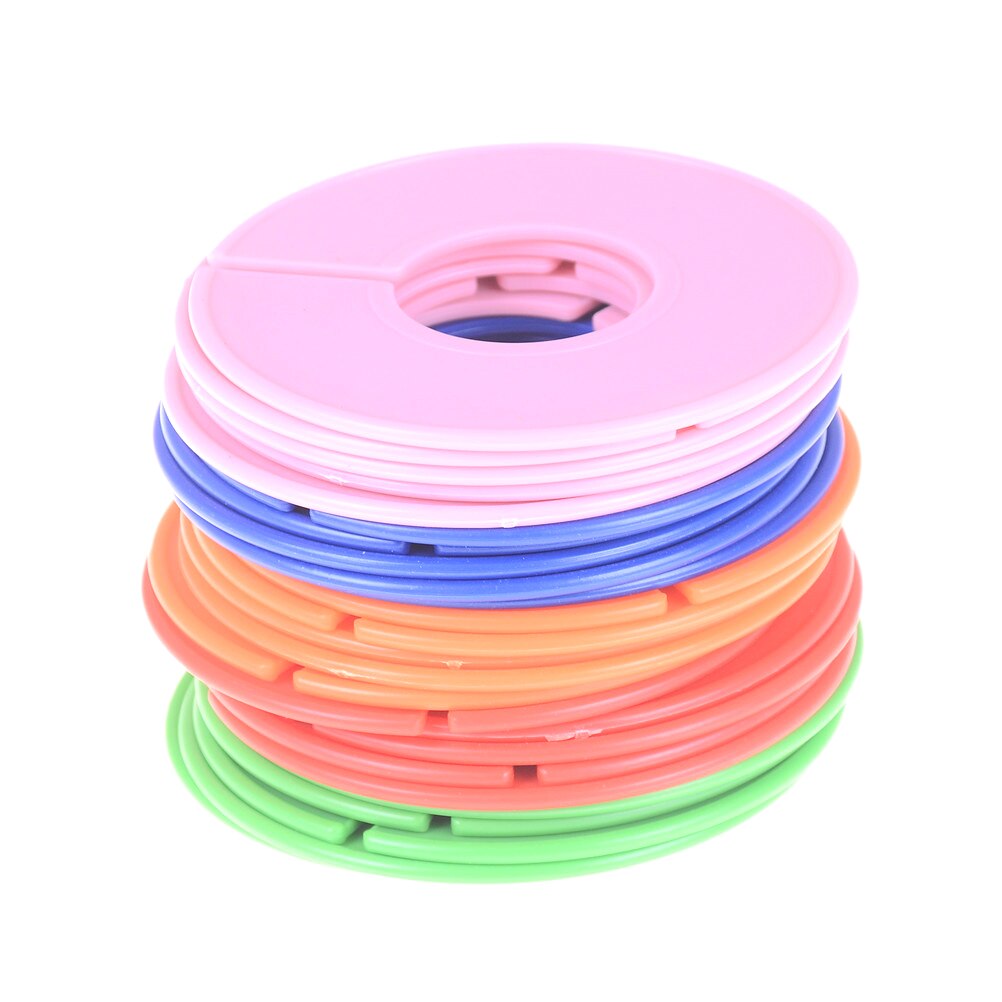 5 stk / lot skillevæg blank rund plastikstørrelsesmarkør hangrail størrelse disk tøj rack bøjle skinner farvet størrelse markering ring