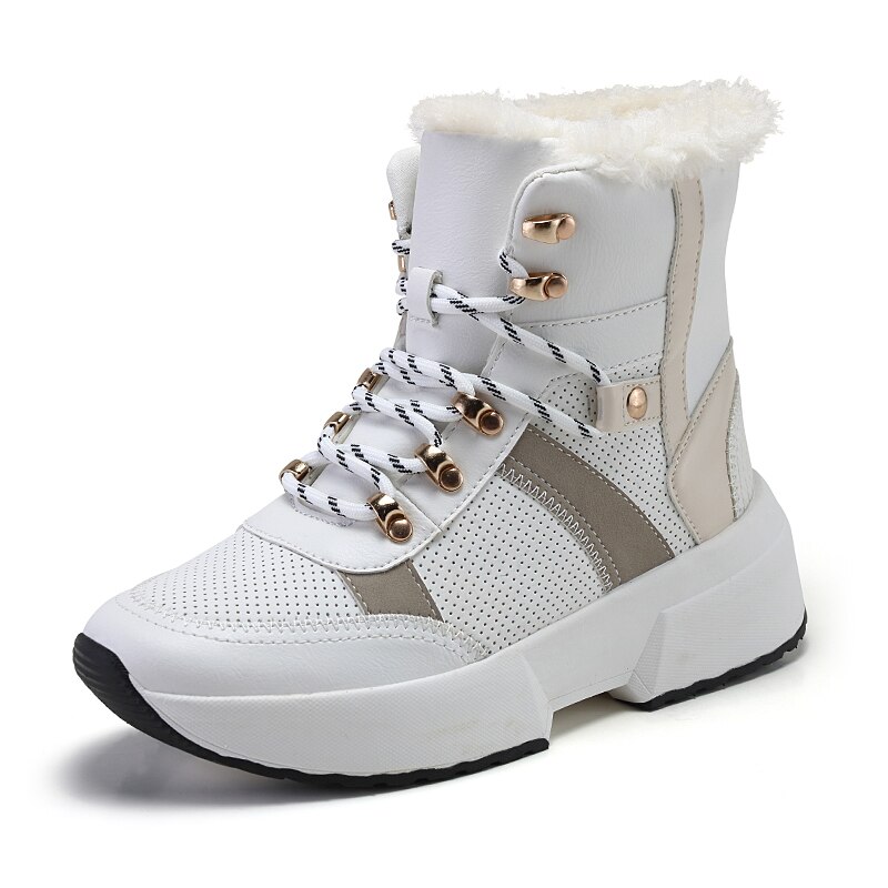 GRITION Womens Walking Shoes Outdoor Winter Sneakers Breathable Height Increasing White Hingking Boots Size 41: white / 41