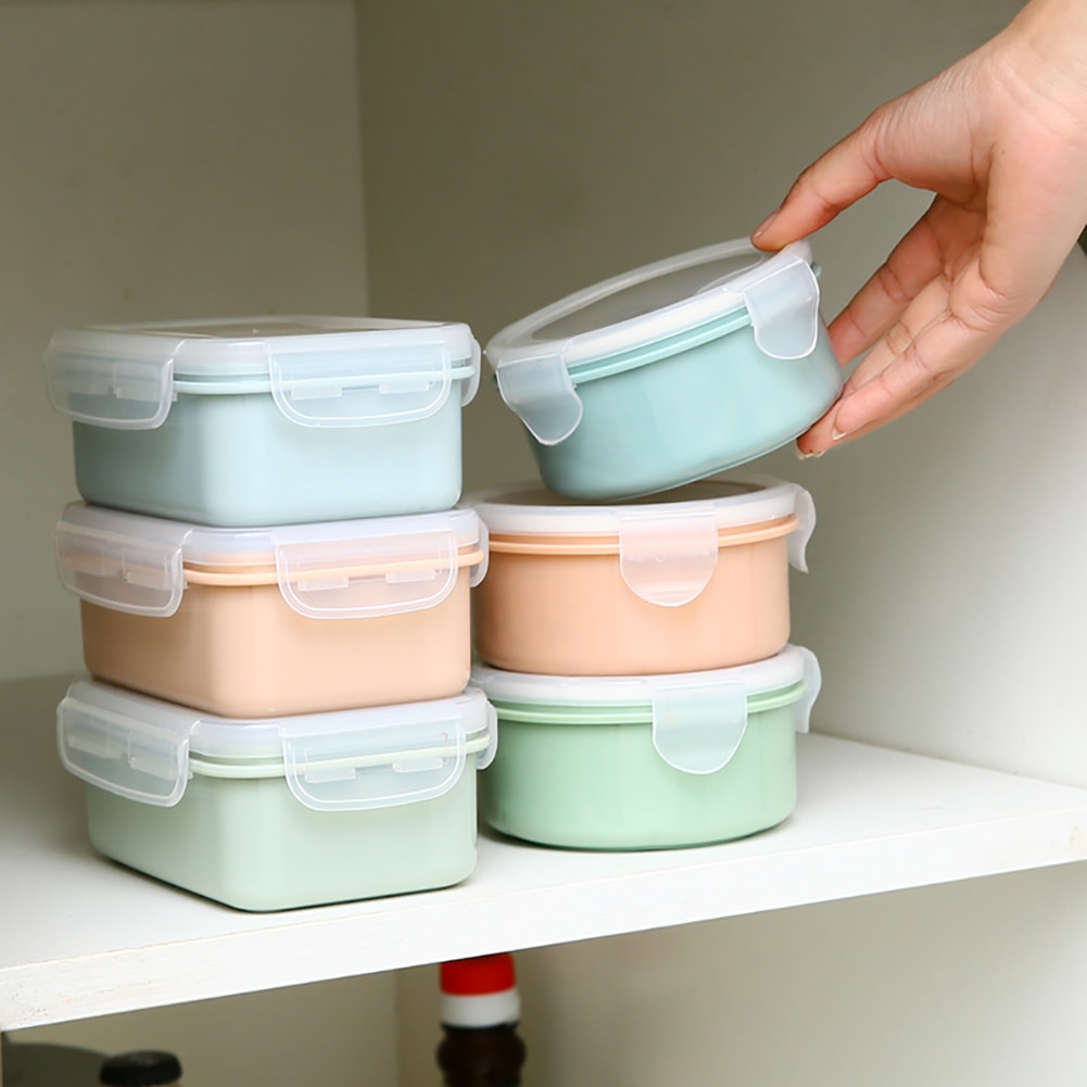 Runde/Rechteck Mittagessen Kasten Kunststoff Vorrats-Kasten Lebensmittel Lagerung Container Lebensmittel Container Bento Kasten Küche Vorrats-Organizer