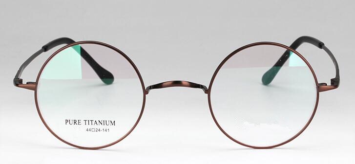 Vintage briller runde 44mm titanium briller stel mænd briller kvinder briller recept rx stand: Kaffe