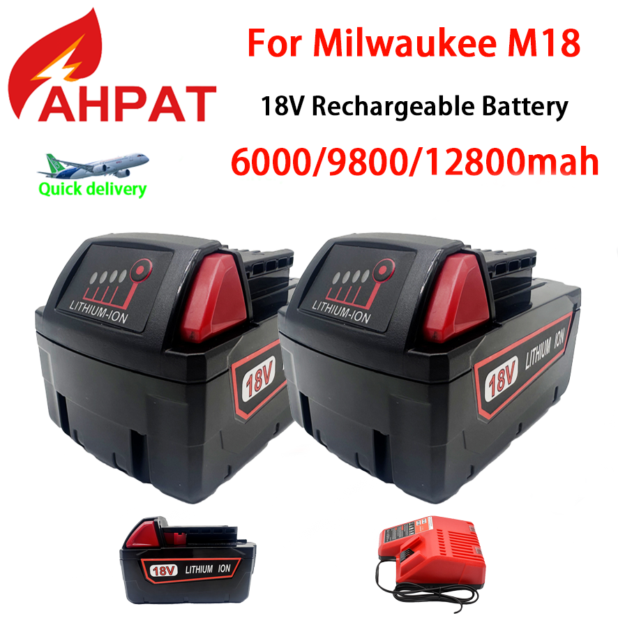 per Milwaukee 18V M18 Batteria Al Litio 6.0ah/9.8ah/12.8ah di Ricambio per Milwaukee M18 48-11-1815 48-11-1850 2604-22 Batteria