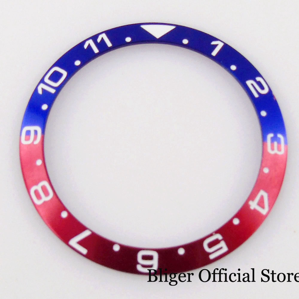 12 Hours 38mm*30.5mm Watch Bezel Insert Ceramic Alloy Steel Ring Slope Rose Gold Black Coffee Blue Green fit GMT SUB NH35A Watch: alloy blue red