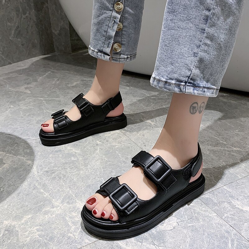 Heel Flat Sandal Shoe Female Sandals Comfort Shoes for Women Leather Summer Beach Casual Shoes Woman Sandal