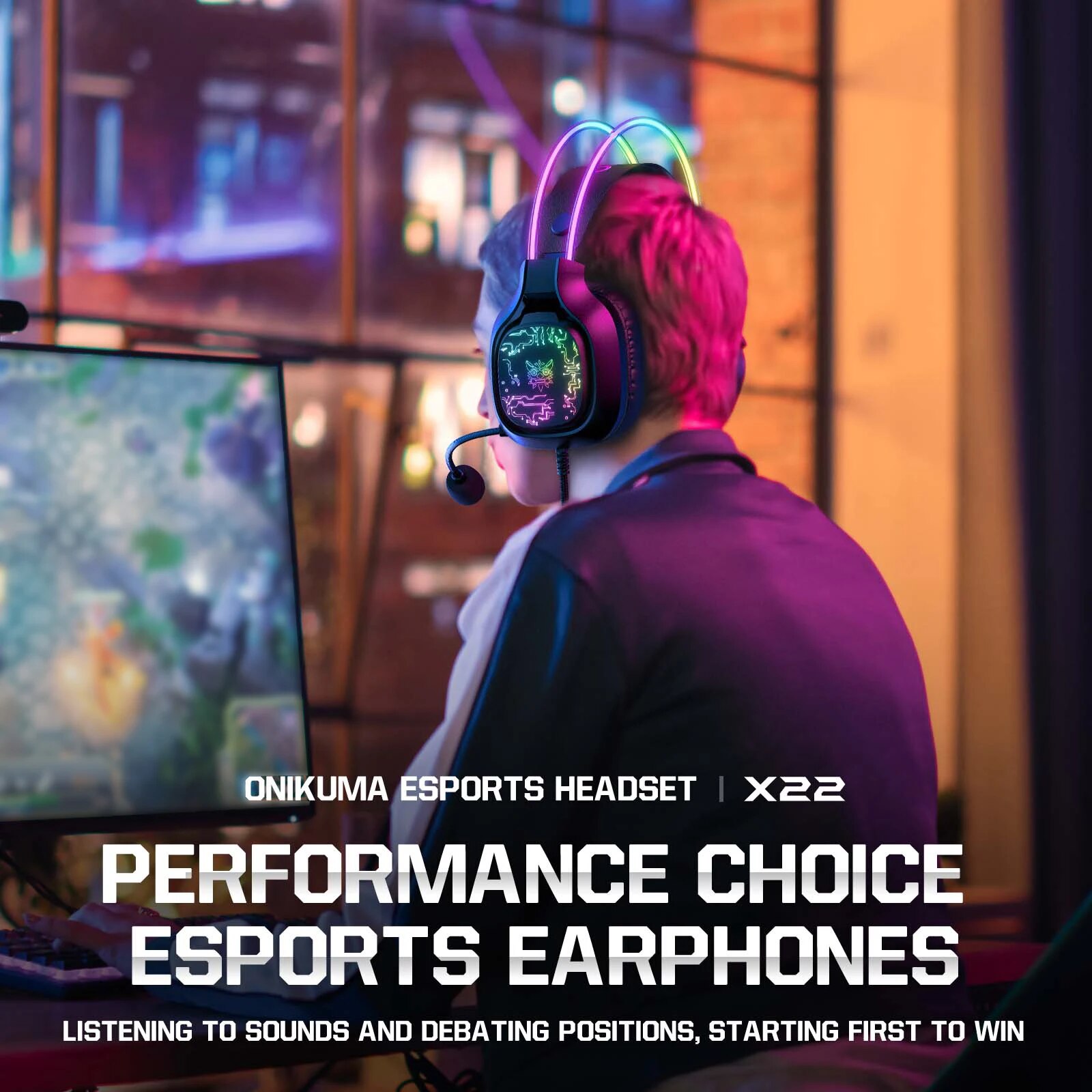 Onikuma profession elles Gaming-Headset mit kabel gebundener Over-Ear-Kopfhörer mit dynamischer RGB-Beleuchtung und geräusch unterdrücken dem Mikrofon-Stereo-Kopfhörer