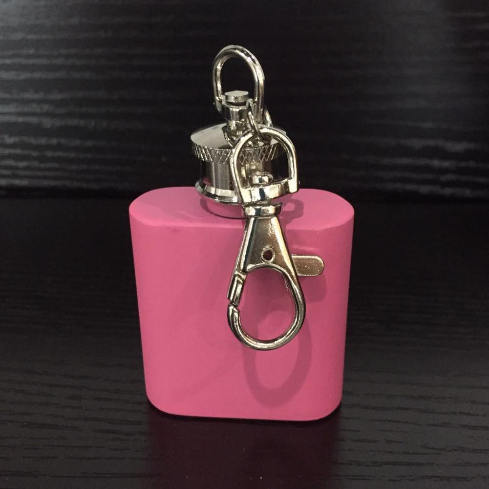 Mini Petaca de acero inoxidable para mujer, Petaca de color rosa con alcohol, colgantes de acero inoxidable, licor de Sipping, 1 oz