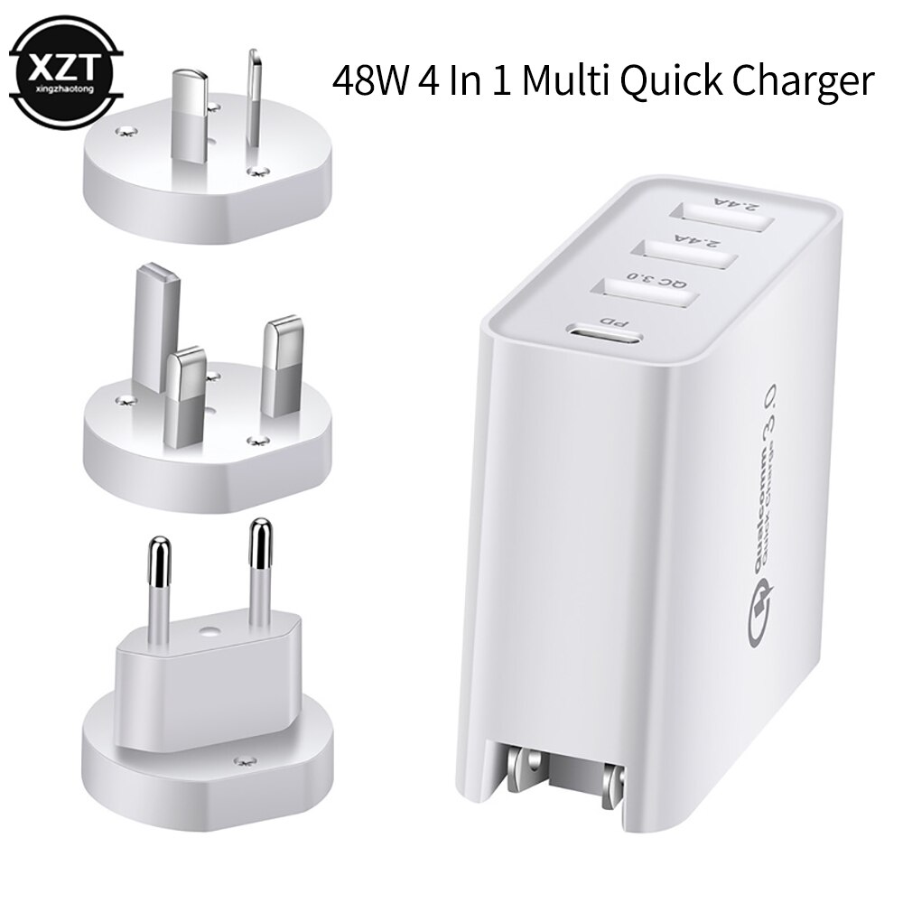 48W Multi Quick Charger Pd Type C Usb Charger Adapter Voor Samsung Iphone Huawei P20 Qc 3.0 Snel Muur charger Us Eu Uk Au Plug: A