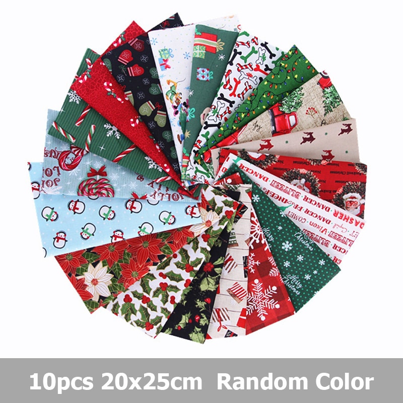 5/10Pcs Kerst Serie Stof Katoenen Doek Gedrukt Naaien Quilten Stoffen Patchwork Handwerken Diy Handgemaakte Materiaal 20x25cm: 10pcs random