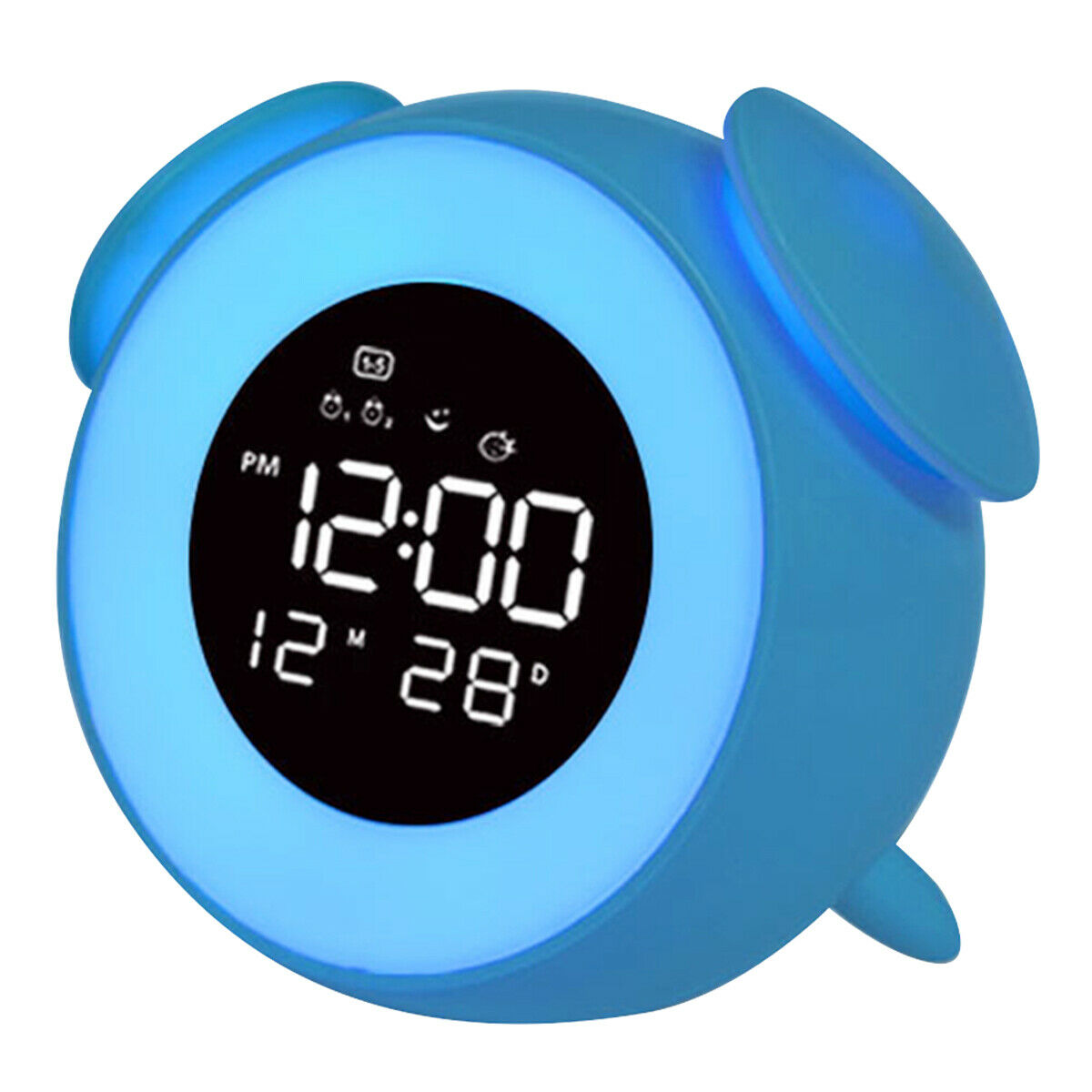 1 pc digital led despertador eletrônico mini desktop espelho de superfície led relógio noite lightwith carregamento usb: Azul