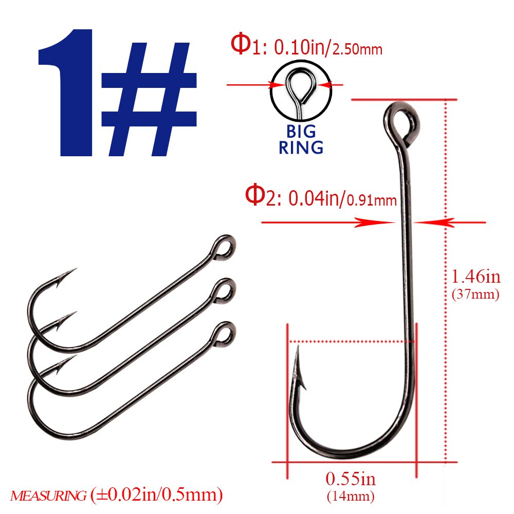 10pcs / 30pcs fishing hooks with big eyes Fish Round Bent Joint Hook gamakatsu: size1 / 30pcs