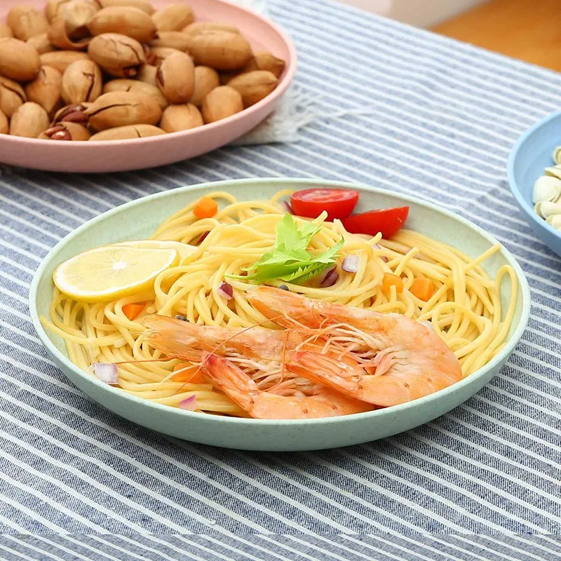 Husholdningskopp, tallerken, frokostblandingsbolle i én pakke, fruktgaffel, servise, risbolle, miljøvennlig plastbolle med hvetestrå