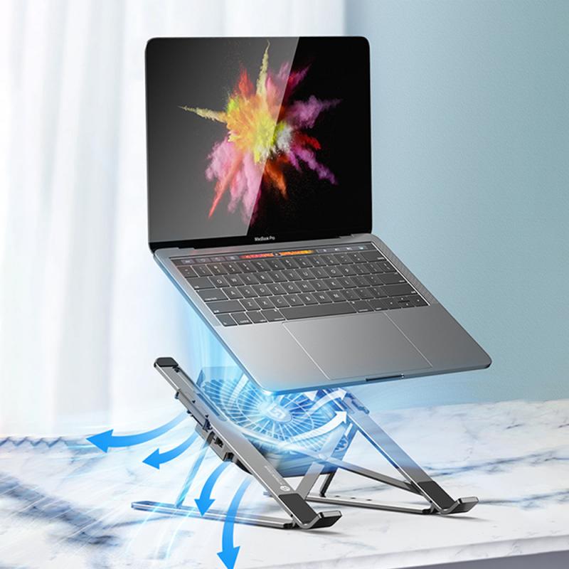 Aluminium Laptop Stand Met Koelventilator Draagbare Opvouwbare Macbook Stand Verstelbare Notebook Houder Voor 11-17Inch Laptop