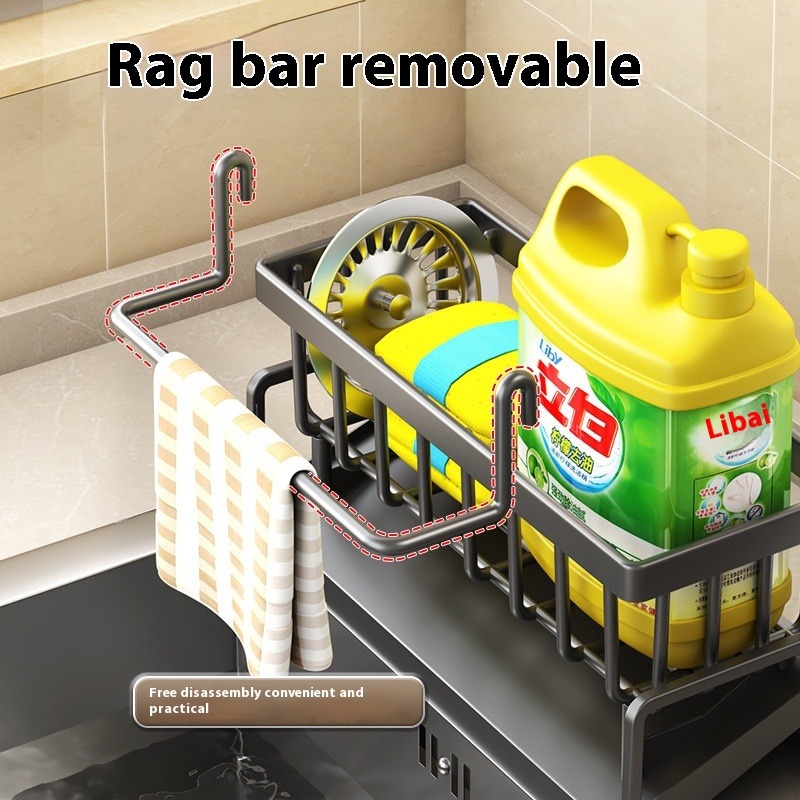 Aanrecht Afvoerrek Organizer ABS Plastic Zelflozende Gootsteen Plank Zeephouder Vaatdoek Handdoekenrek Keukenaccessoires