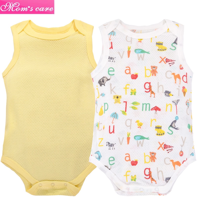 Y473 sommar coola babykläder kroppskläder sommar ultratunn bomullsnät babykläder babydjur tryck 2 st/set