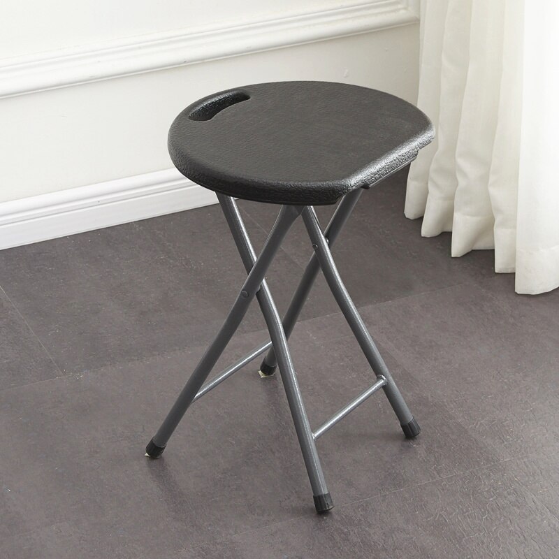 Thickened Plastic Folding Stool Household Living Furniture Round Restaurant Folding Chair Multifunctional Outdoor Portable Seats: black