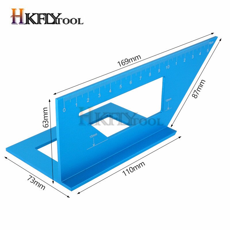 Aluminum Alloy Woodworking Ruler Multifunctional Square 45C 90 degree Gauge Rule 2colors Measuring Tools