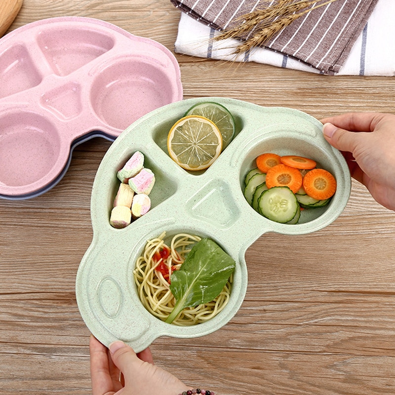 Car Shaped Wheat Straw Lunch Box for Kids Food Storage Container School Children Plate Bento Box Kitchen Accessories