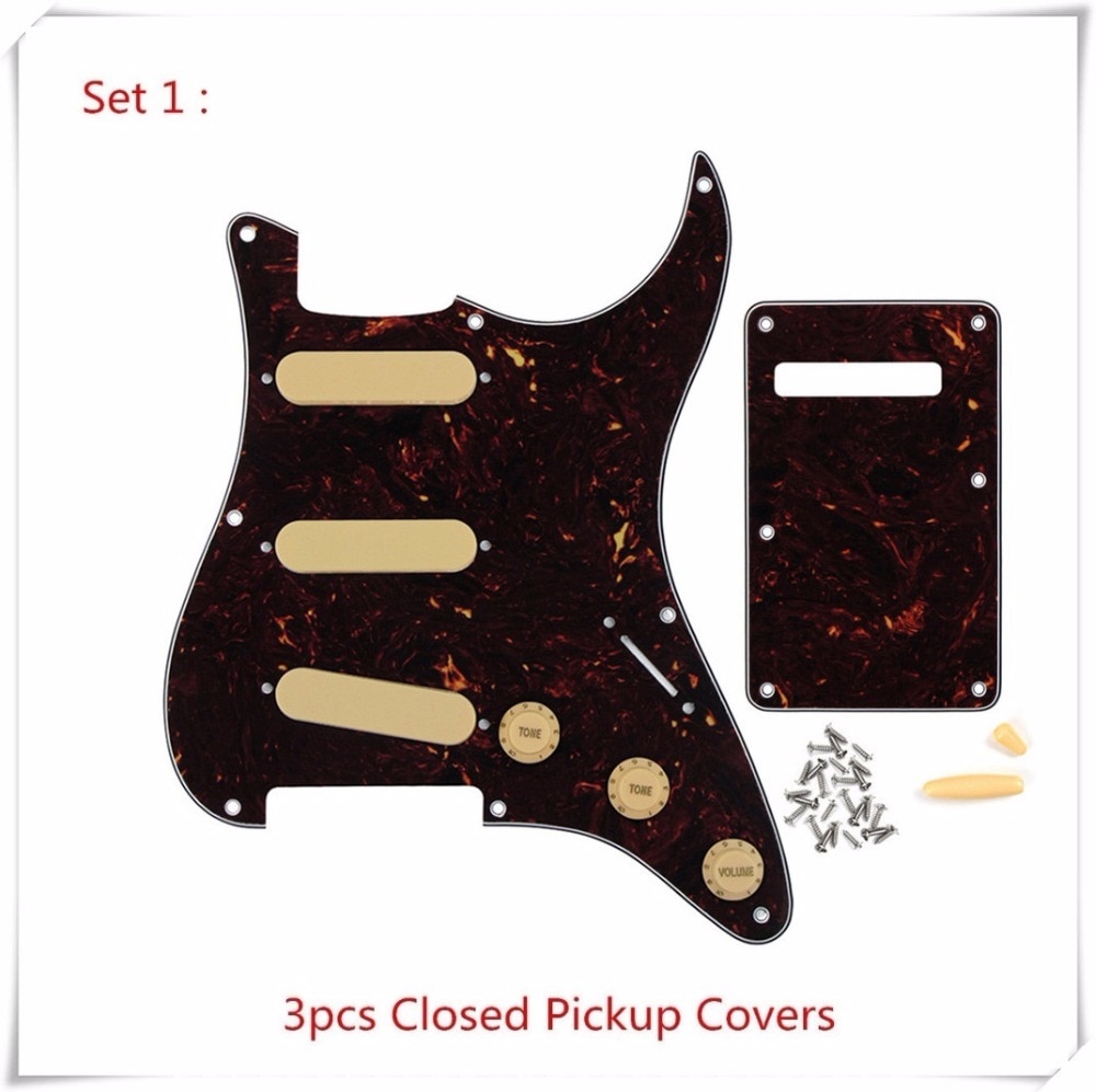 Brown Tortoise 8 Hole SSS Strat Guitar Pickguard Back Plate Pickup Covers Guitar Knobs Volume Button Cap Guitar Parts