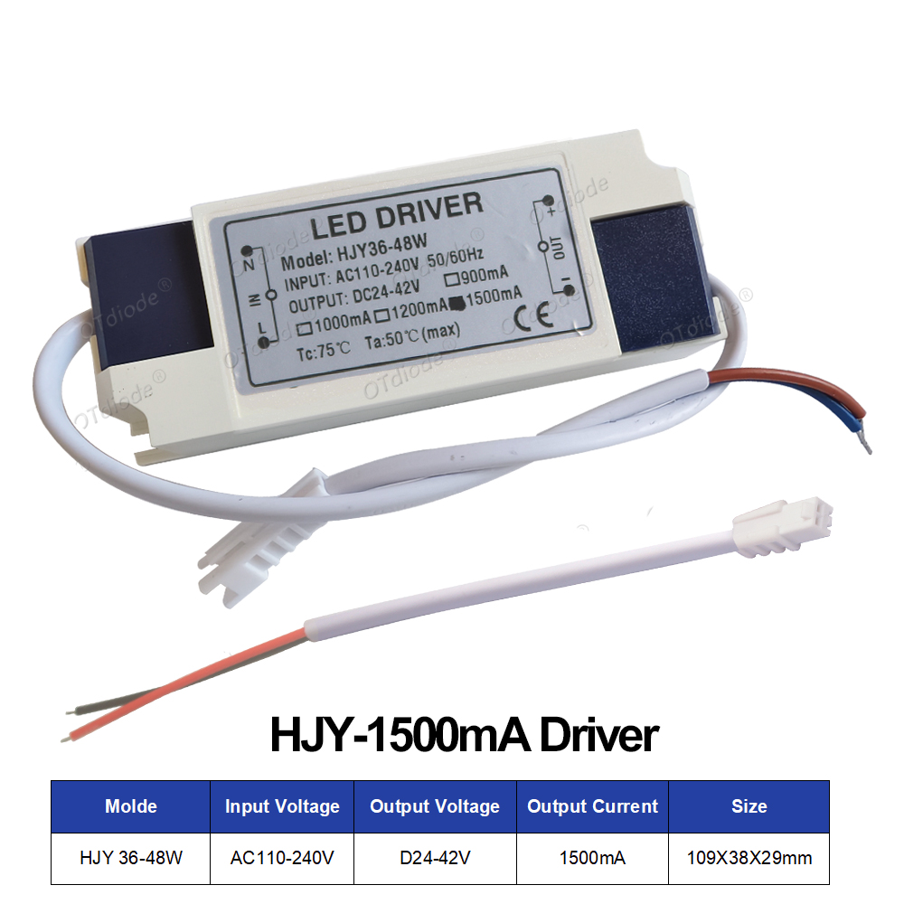 110v 220v 36w 40w 45w 48w led-driver  dc24-42v 900ma 1000ma 1200ma 1500ma flimmerfri strømforsyning ekstern lystransformer: Brun / 230 v