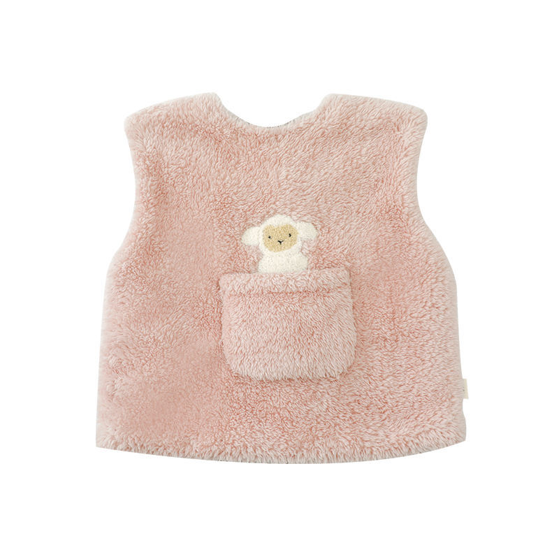 Chłopięca i dziewczęca kamizelka jesienno-zimowa ciepła dla dzieci kreskówka aksamitna kamizelka bez rękawów z dekoltem w kształcie litery "o" kamizelka dziecięca z jagnięciny dziewczęca śliczna gruba kamizelka: Różowy / 4 t