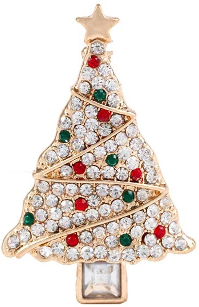 Farverige vintage rhinestones sløjfe juletræ klokker broche til kvinder jule jakkesæt nåle smykker frakke kjole tilbehør: 7