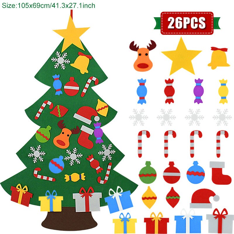 Børn gør-det-selv filt juletræ julepynt til hjemmet navidad år julepynt julemand juletræ: C -26 stk ornamenter