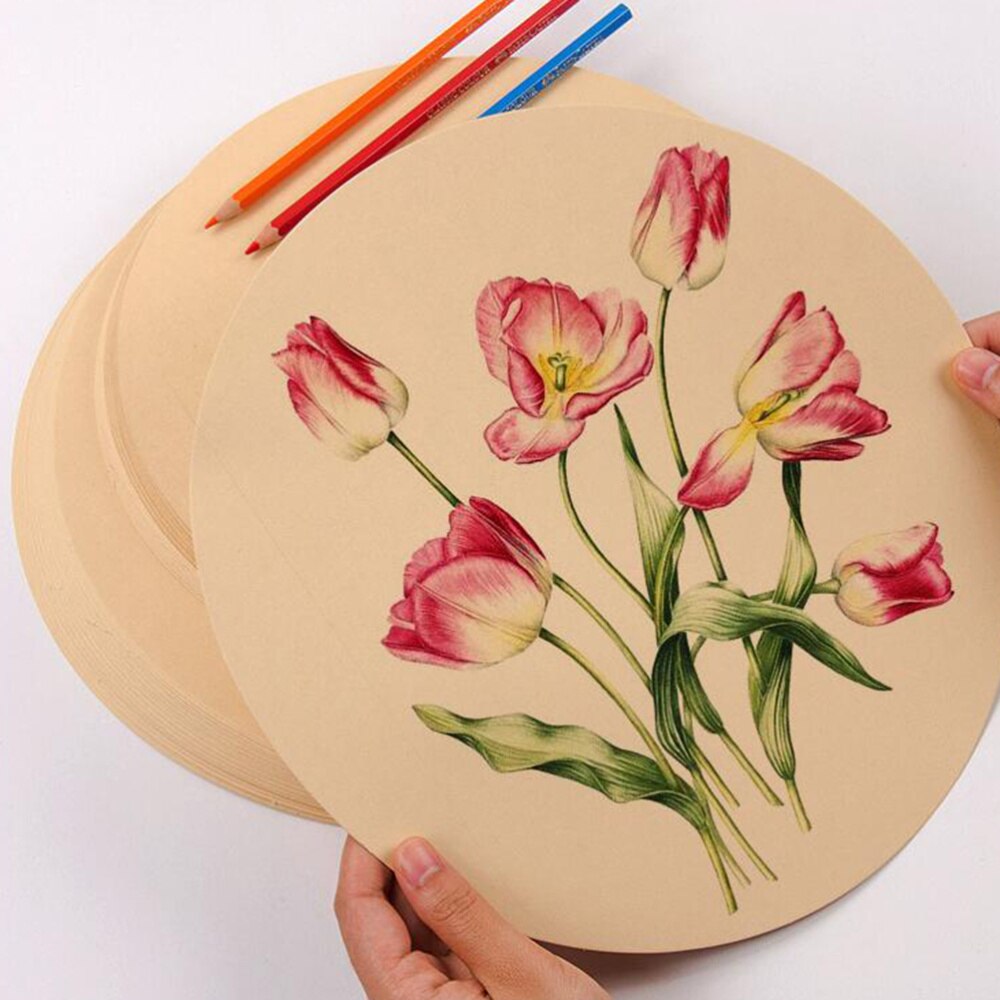 25 Sheets Round Kraft Sketch Paper Thick Drawing Pads Painting Art Supplies for Artist School (25cm Diameter): 25x25x0.1cm