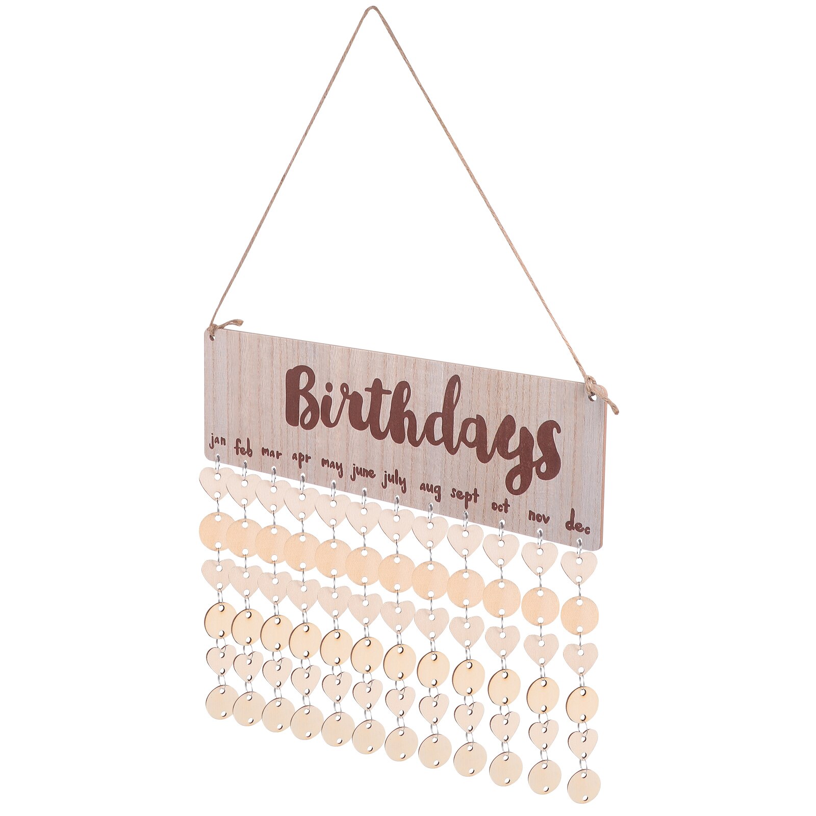 1 Set Wooden Birthdays Calendar DIY Calendar Hanging Decoration for Wedding Anniversary