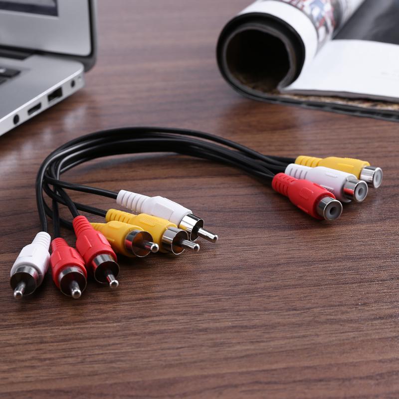 24 cm 3 RCA Stecker auf 6 Cinch-buchse Stecker Audio Video AV Kabel Adapter RCA Jack Splitter Kabel Verlängerung AV Kabel Für TV DVD