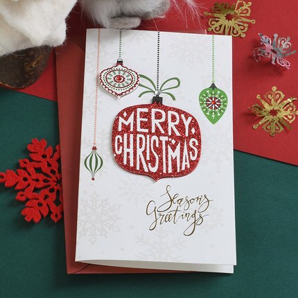 Eno hilsen julekort business julebesked kort handamde glitter glædelig julekort: 2001-04