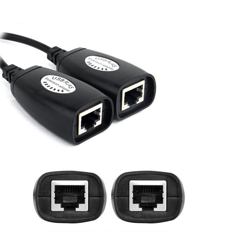 USB 2.0 Male To Female Cat6 Cat5 Cat5e 6 Rj45 LAN Ethernet Network Extender Extension Repeater Adapter Converter Cable