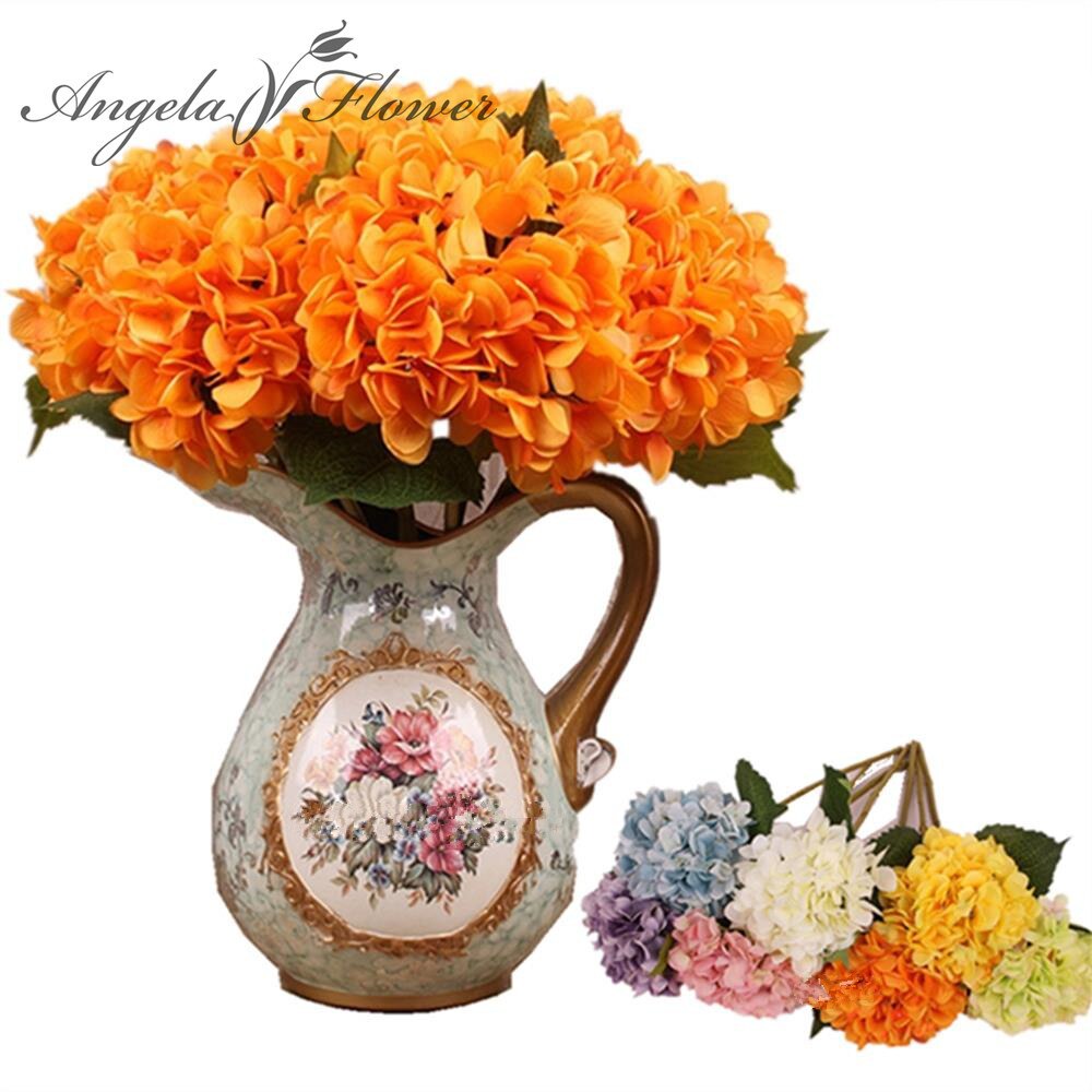 Hei -q 1 stk 46cm kunstige blomster hortensia blomster 7 farger hjemmedekorasjoner for bryllupsfest fotografering