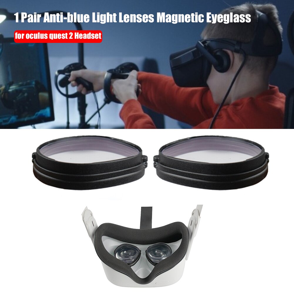 1 paar magnetische brillenfassung mit blaulichtfilter und schnellverschluss für vr-brillen der oculus quest 2 vr