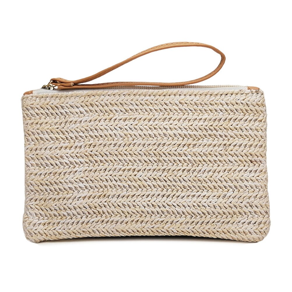 Sac de Paille femmes Bohème Sacs D'embrayage Sac À Main De Dame De D'été Décontracté Plage Poche Femme Voyage Sacs À Main Sacs à main: Beige