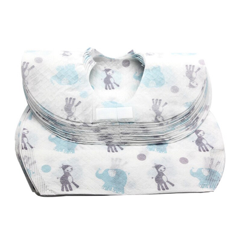 Waterproof Non-Woven Fabric Disposable Bibs Eating Saliva Paper Bibs For Babies 10pcs