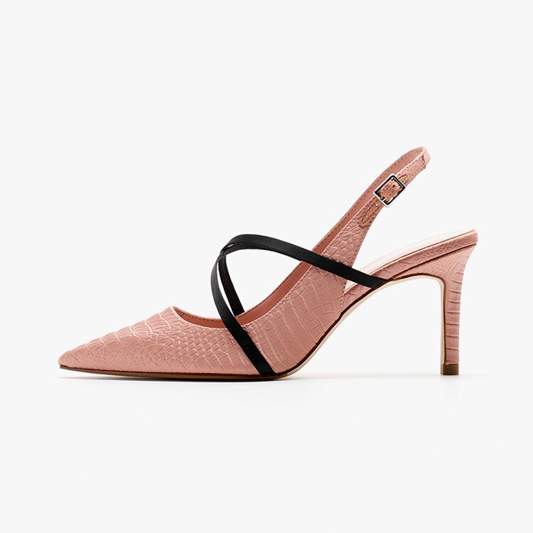 Smarte krydsstrop slingbacks kvinder sandaler killing hæl sommer kjole sko spænde rem spidse tå slangeskind sandaler kvinder: Nøgne damesandaler / 9