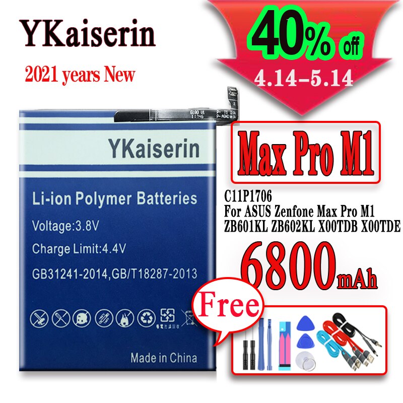 100% C11P1706 Battery For ASUS Zenfone Max Pro M1 6.0 Inch ZB601KL ZB602KL X00TDB X00TDE 6800mAh