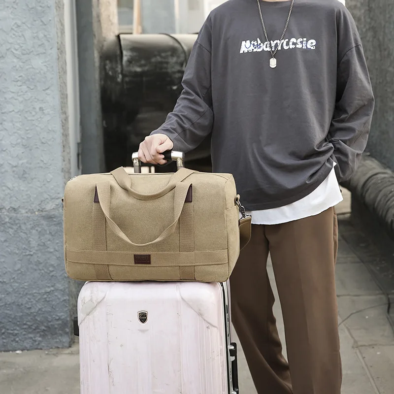 Mannen Reizen Canvas Handtas Multifunctionele opvouwbare tassen Handbagage Mannen Tote Grote capaciteit Weekend plunjezak Bolsas