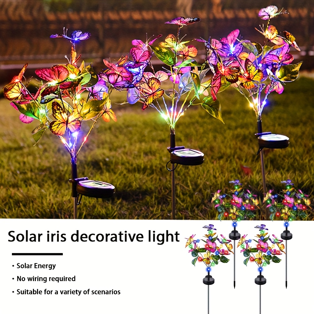 1pc Solar- Schmetterling Blume Boden Licht draussen Garten Lichter Dual Licht Modus für Terrasse Hof Weg Rasen Dach Dekoration