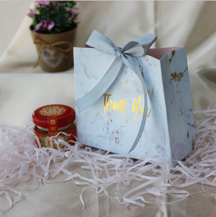 Grey Marble Mini Bag Box For Party Baby Shower Paper Chocolate Boxes Package Wedding Favours Candy Boxes: L