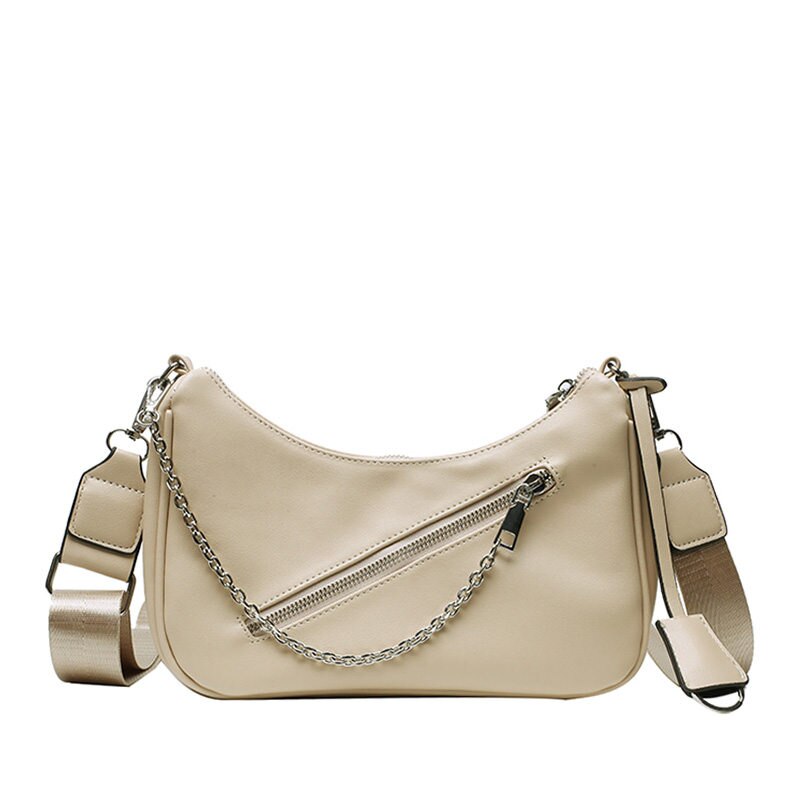 Mengxilu pu leren dames schoudertas kleine messengertas mobiele telefoon zak rits portemonnee satchel crossbody tas voor vrouwen: Beige